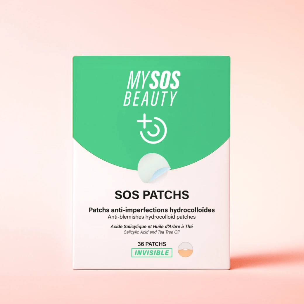 Patch hydrocolloïde My SOS Beauty appliqué sur la peau