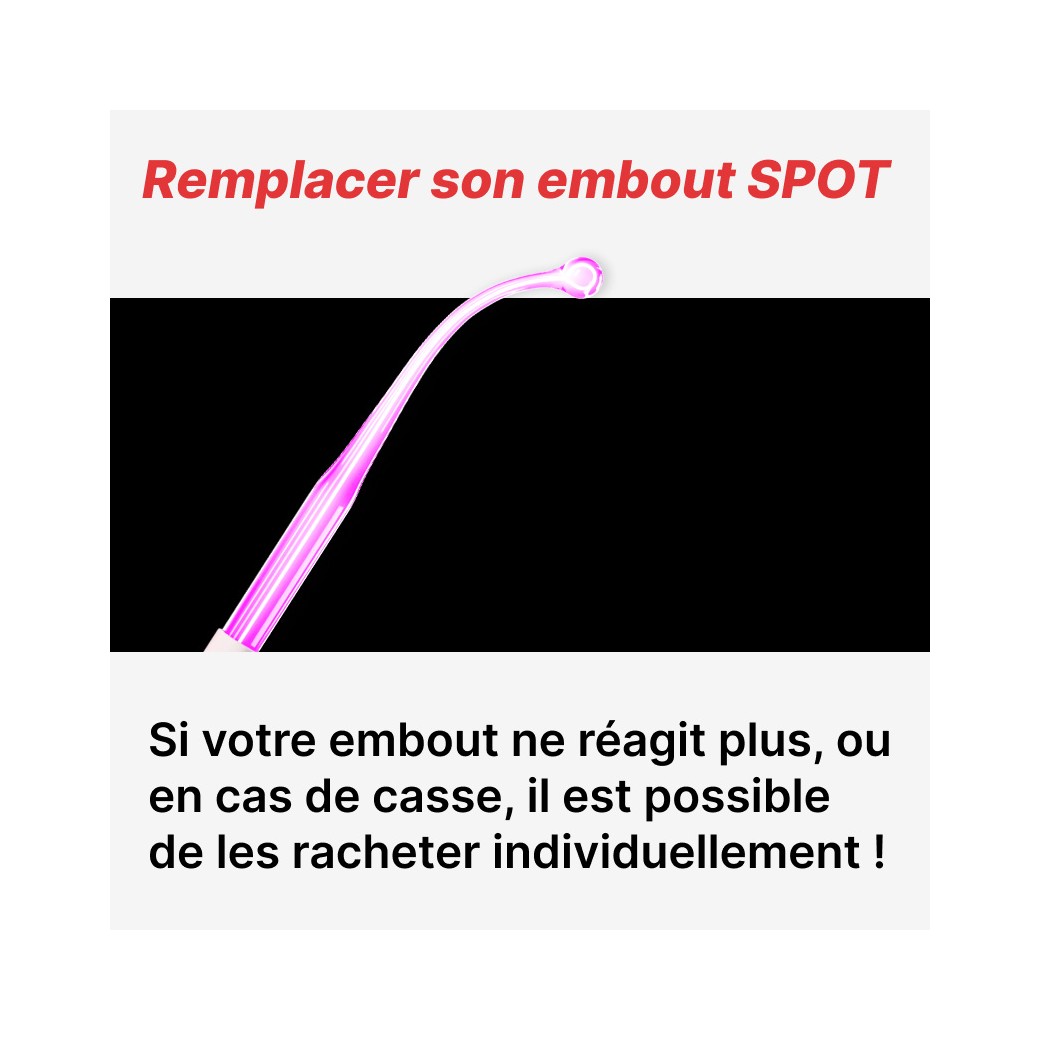 Embout SPOT haute fréquence utilisé sur une imperfection cutanée