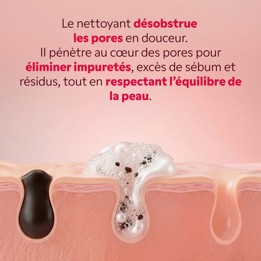 Illustration d'un pore de la peau nettoyé en douceur