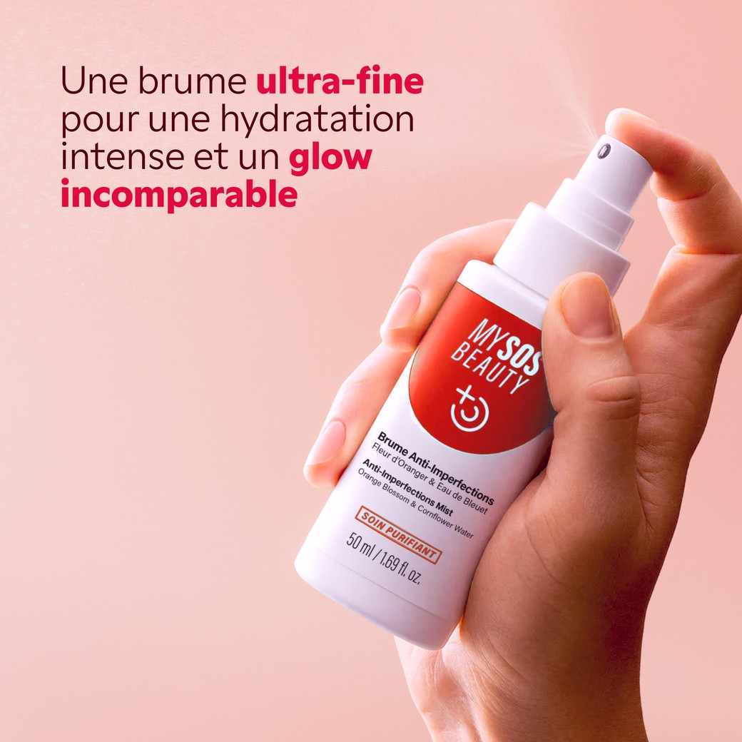 Texture et brumisation fine de la Brume Anti-Imperfections My SOS Beauty