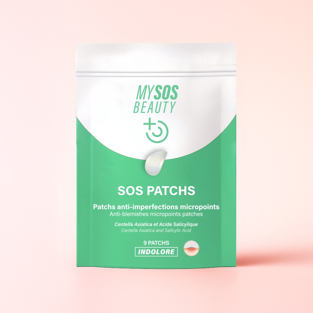 Patch micropoints My SOS Beauty appliqué sur la peau du visage