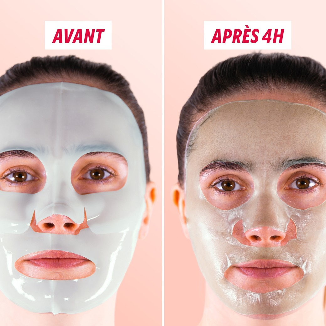 Visage portant le masque à la Centella asiatica, avant et après
