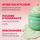 Ingrédients du nettoyant Mochi : acide salicylique, poudre d'amarante, niacinamide