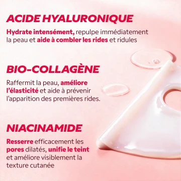 Masque collagène posé sur le visage effet raffermissant