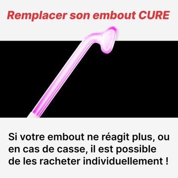 Embout cure en verre violet détail de l'électrode