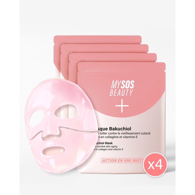 Pack de 4 masques Bakuchiol My SOS Beauty anti-rides et raffermissants