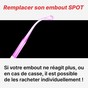 Embout SPOT haute fréquence utilisé sur une imperfection cutanée