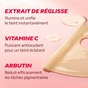 Masque éclat Vitamine C en cours de pose sur le visage