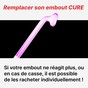Embout cure en verre violet détail de l'électrode