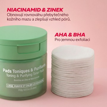 Tonizační tampony s niacinamidem, zinkem, AHA a BHA