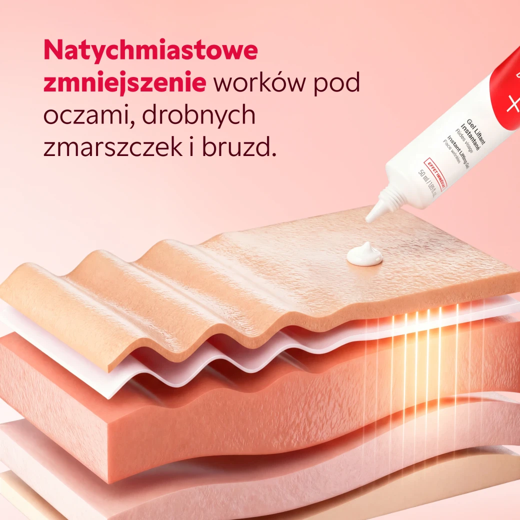 Nakładanie żelu liftingującego SOS TensYeux na zmarszczki