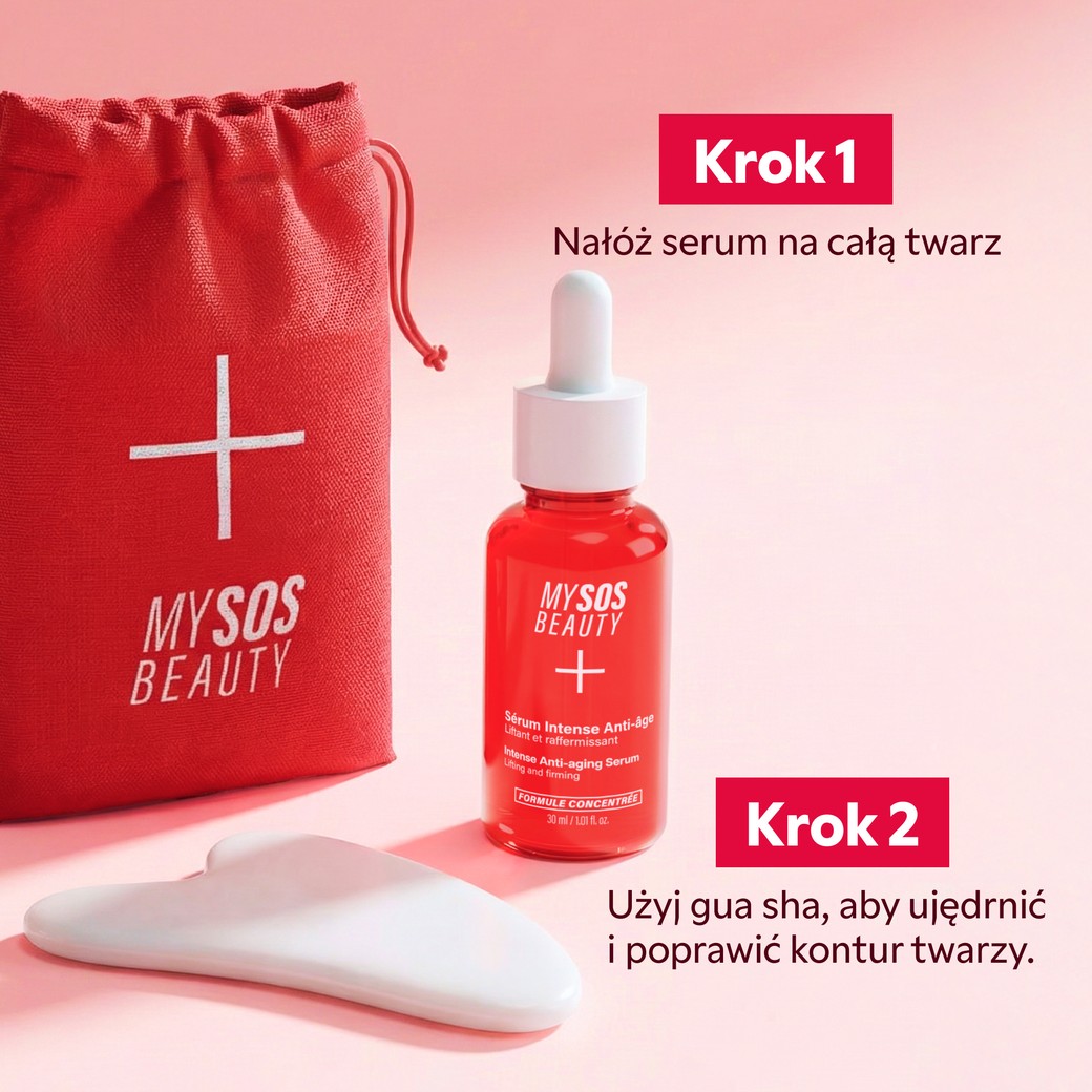 Aplikacja serum anti-aging na twarz z zestawu Duo Sculptant