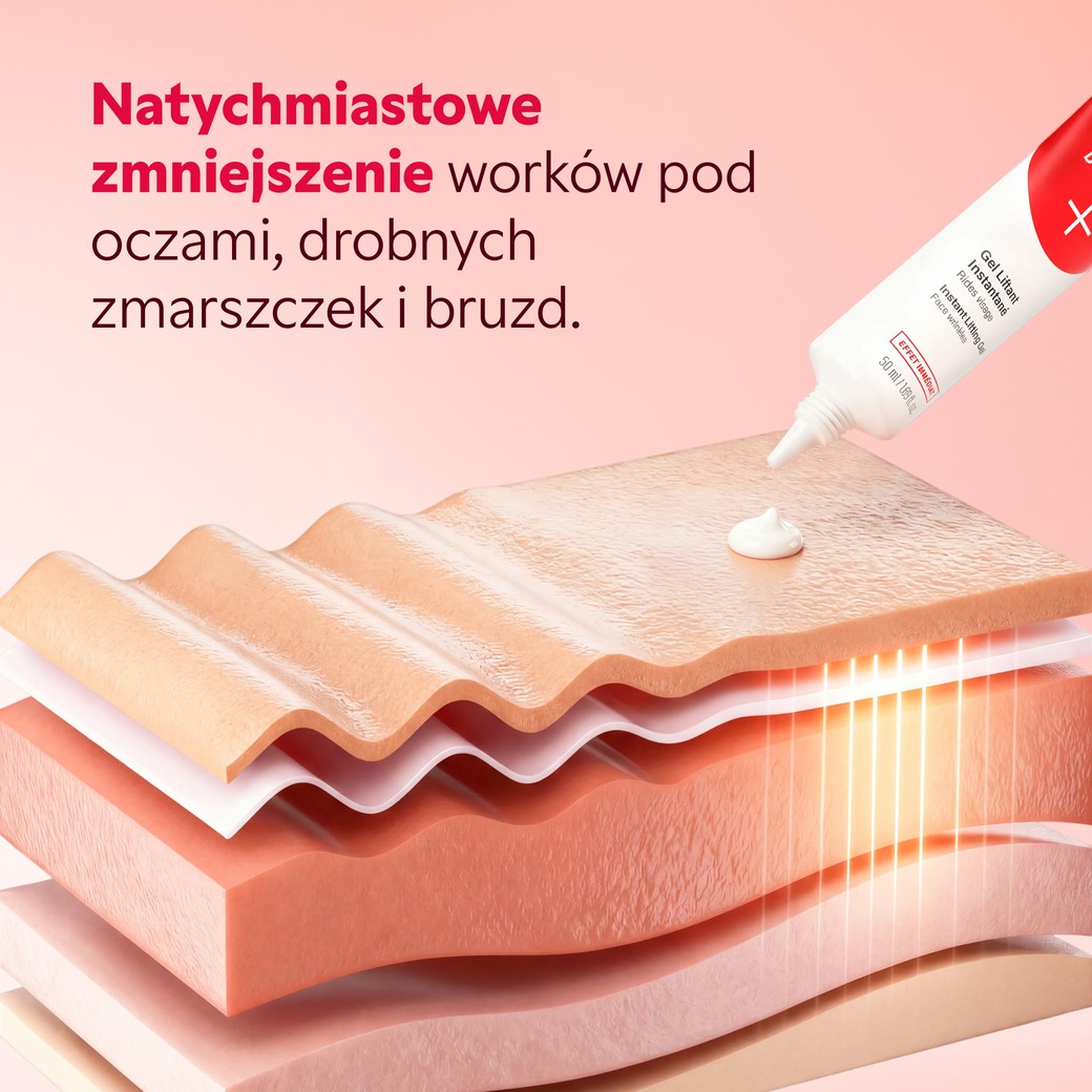 Nakładanie żelu liftingującego SOS TensYeux na zmarszczki