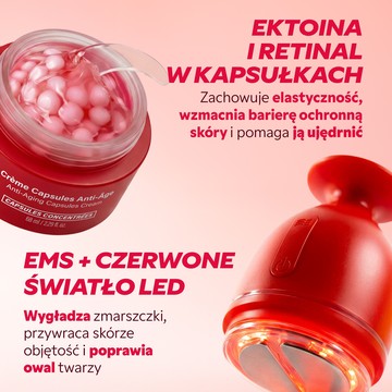 Krem w kapsułkach z ektoiną i retinalem oraz urządzenie EMS z czerwonym światłem LED