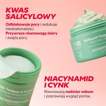 Pasta Mochi z kwasem salicylowym i płatki tonizujące z niacynamidem i cynkiem