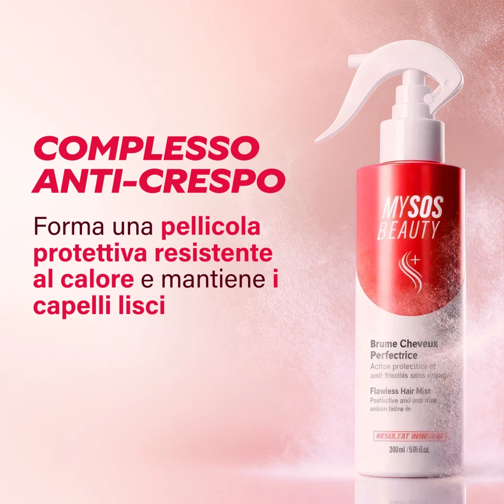 Spray anti-crespo My SOS Beauty applicazione sui capelli