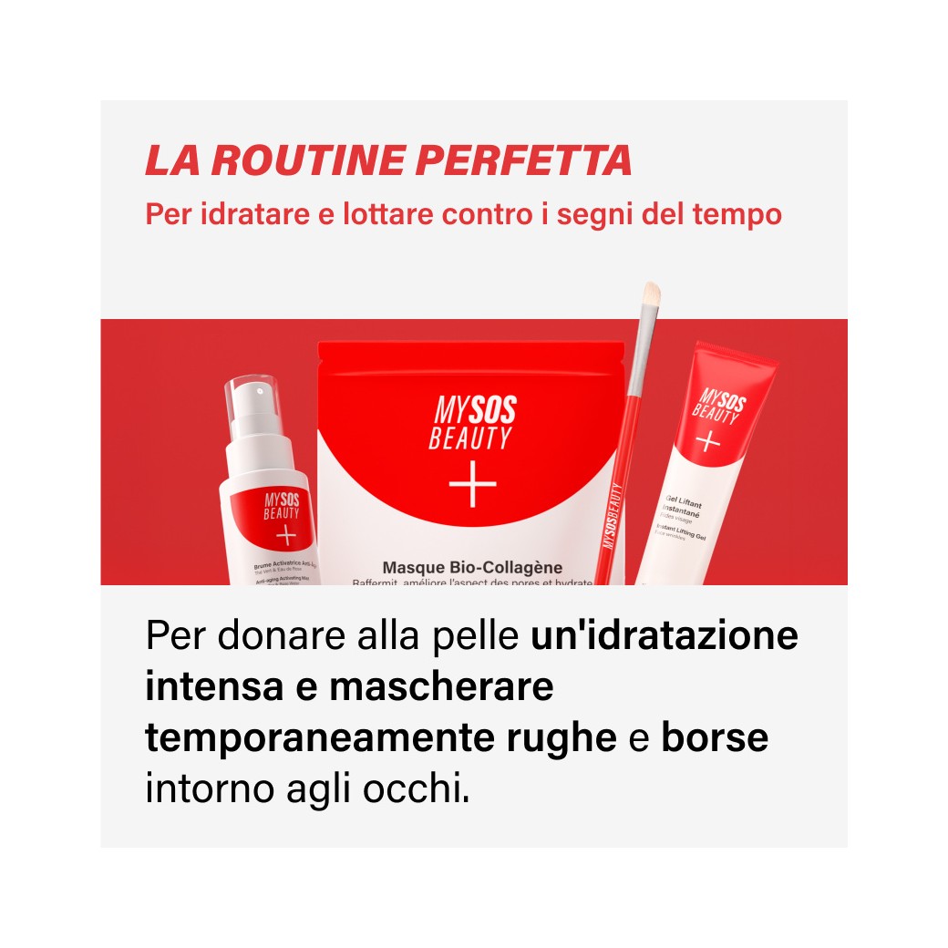 Applicazione brume imperiale anti-età sul viso per idratazione profonda