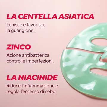 Maschera Centella Asiatica applicata sul viso effetto purificante