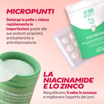 Patch a micropunti e dischetti tonificanti con niacinamide e zinco
