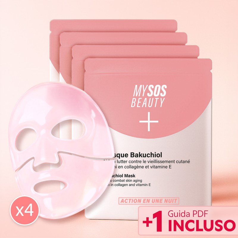 Maschera Bakuchiol My SOS Beauty confezione pack 4 maschere anti-rughe