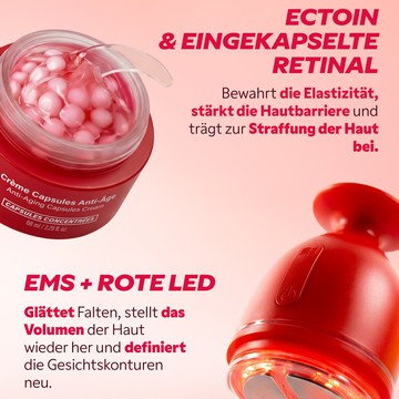 Kapselcreme mit Ectoin und Retinal und EMS-Gerät mit rotem LED-Licht