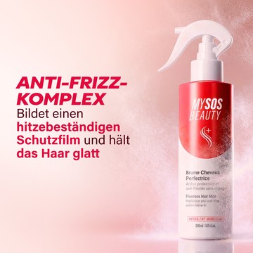 Glattes glänzendes Haar nach Anwendung des Haarsprays