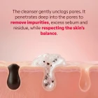 Illustration of a skin pore being gently cleansed