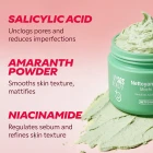 Mochi cleanser ingredients: salicylic acid, amaranth powder, niacinamide