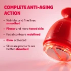 EMSkin Pro device and a list of its actions on the skin