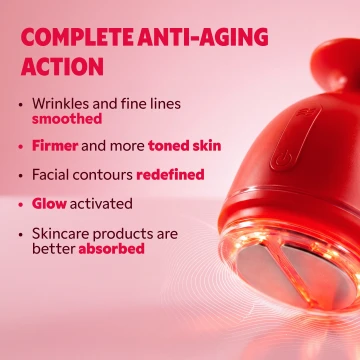 EMSkin Pro device and a list of its actions on the skin