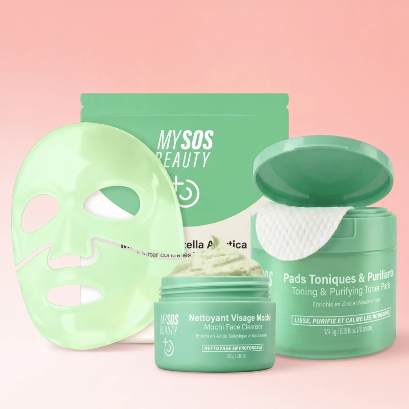 Trio Zero Pores: Centella asiatica mask, Mochi cleanser and toning pads