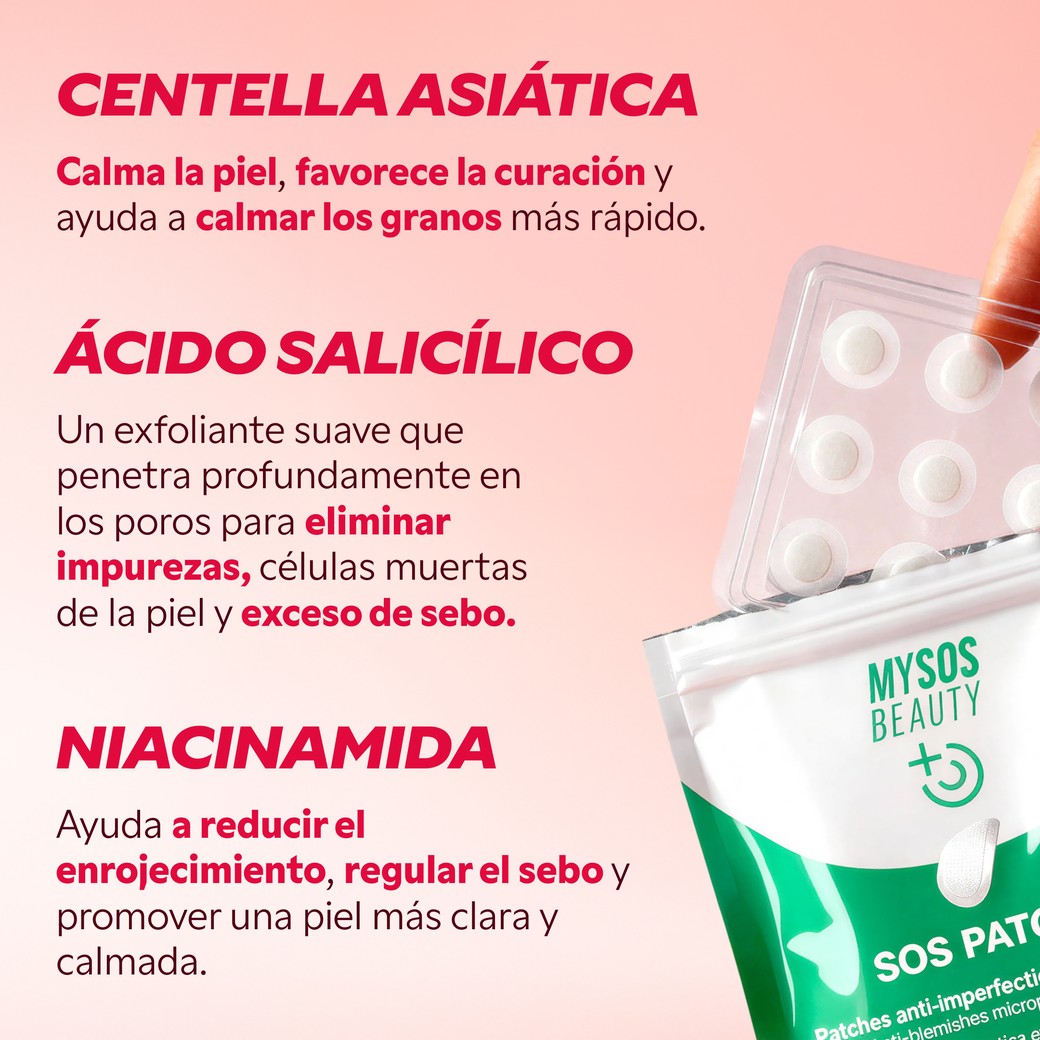 Resultado del parche micropuntos en piel con granos subcutáneos