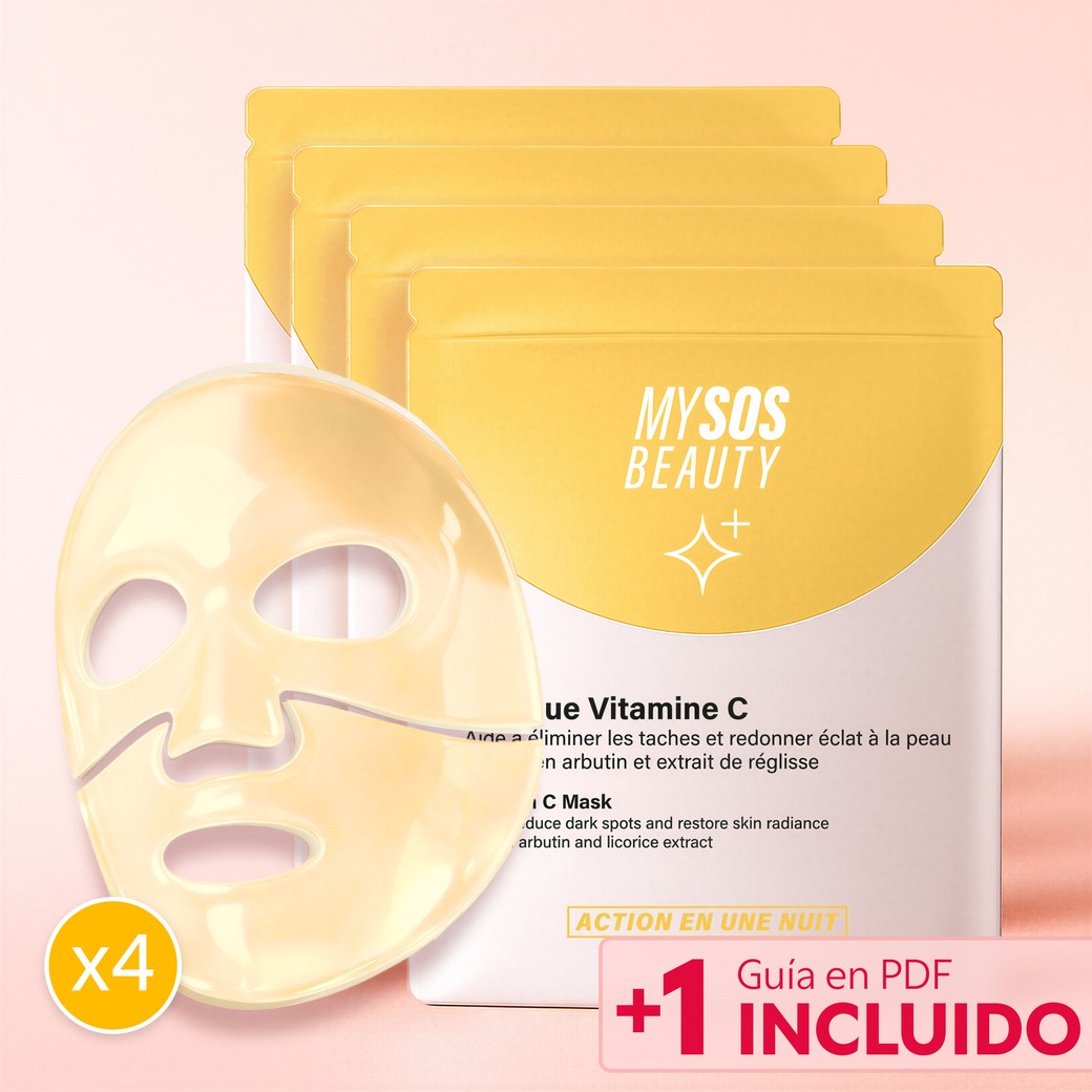 Pack de 4 mascarillas vitamina C My SOS Beauty luminosidad antimanchas