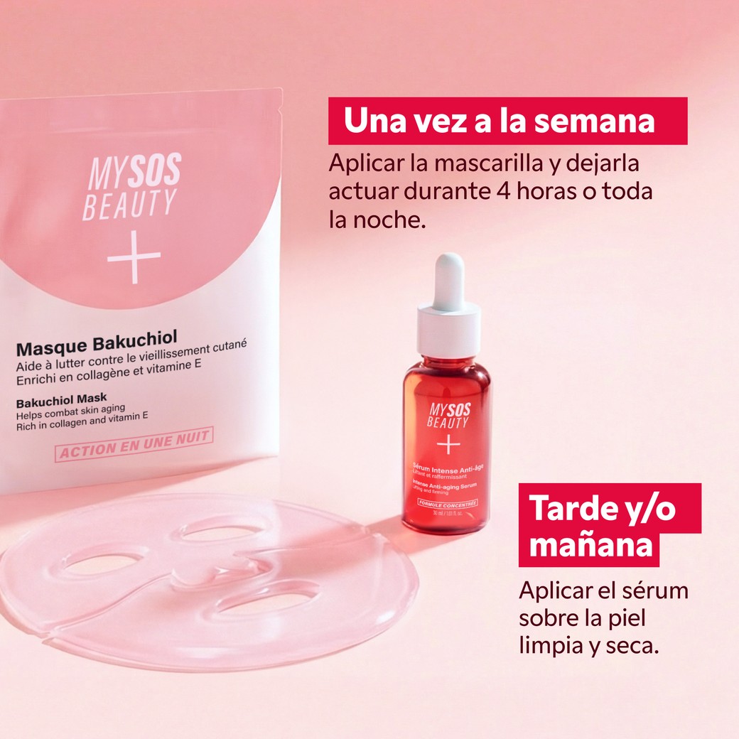 Aplicación del sérum antiedad My SOS Beauty sobre el rostro