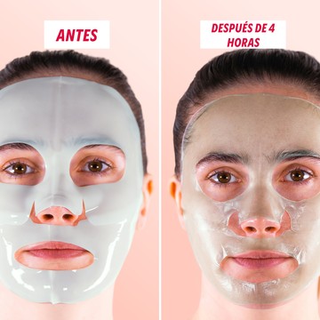 Rostro con la mascarilla de Centella asiática, antes y después