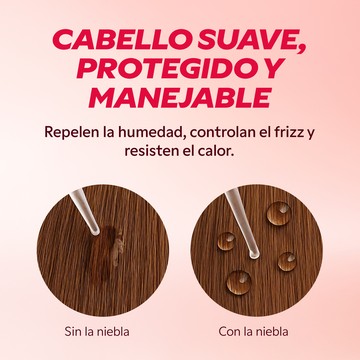Bruma antiencrespamiento protegiendo el cabello del calor