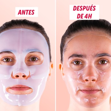 Mascarilla de biocolágeno My SOS Beauty aplicada sobre el rostro