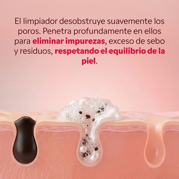 Ilustración de un poro de la piel limpiado con suavidad