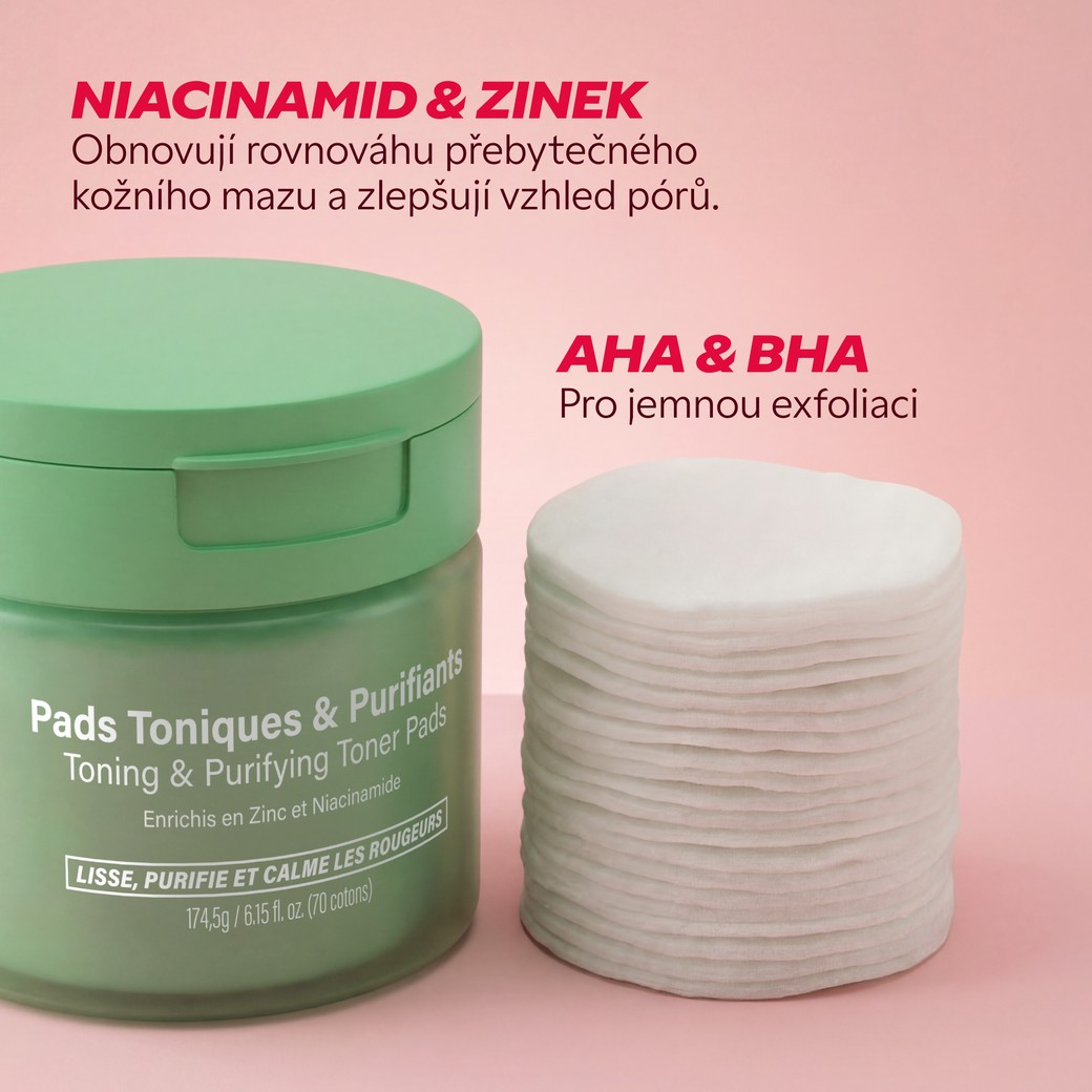 Tonizační tampony s niacinamidem, zinkem, AHA a BHA