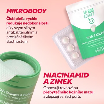 Mikrobodové náplasti a tonizační tampony s niacinamidem a zinkem