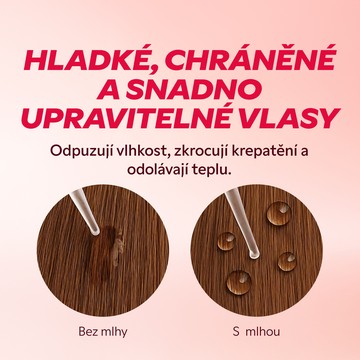 Výsledek po použití mlhy na vlasy hladké a zářivé vlasy